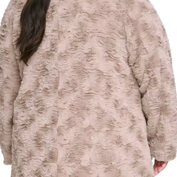 Kenneth Cole New York Truffle Grooved Classic Faux Mink Truffle Fur Coat Size 3x - Picture 2 of 4